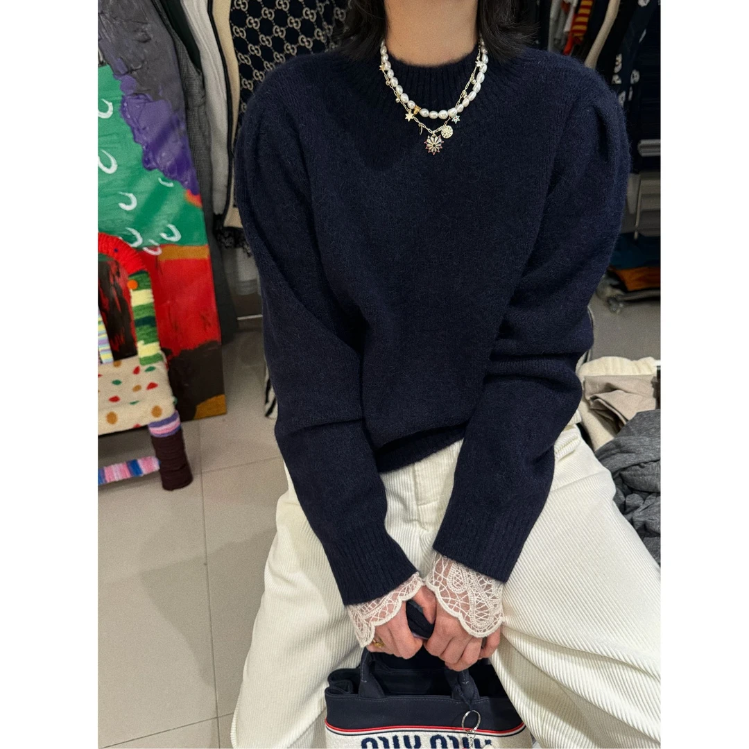 【两面穿羊驼毛衣】两面穿半高领宽松长袖毛衣 J24M578