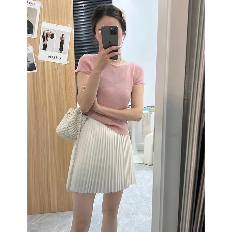 2025夏季新款白色百褶裙女短款痞帅炸街风女装短裙半身高腰小个子