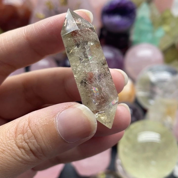 水晶珠宝半成品未镶嵌8号双尖彩虹