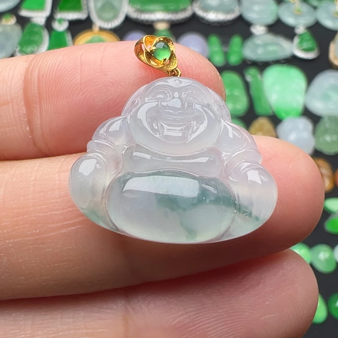 翡翠颈饰18K金镶嵌佛