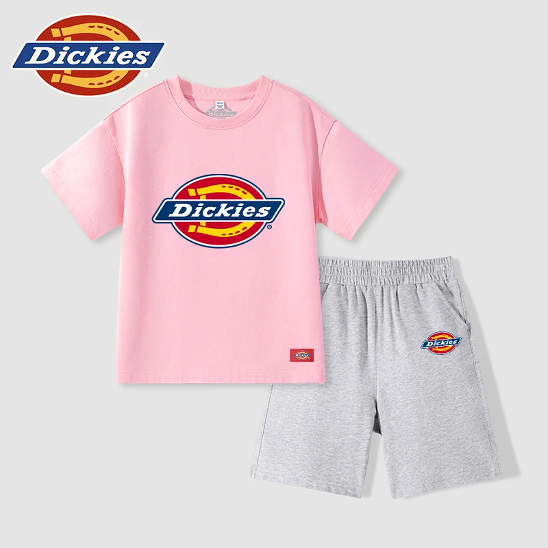 Dickies童装女小童夏款套装夏季儿童纯棉亲肤两件套女童粉色短袖