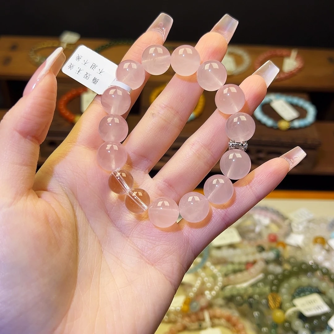 水晶手链银S925镶嵌小*龙粉7001样本