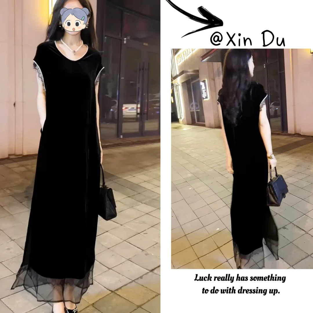 2025夏季新款时尚显瘦气质女士网红洋气连衣裙百搭款D21711