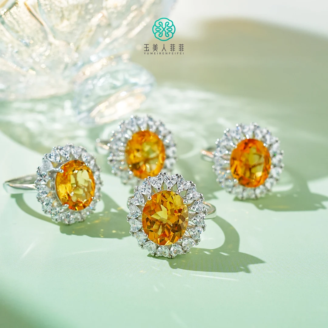 石惑珠宝+水晶可调节戒指约10*12mm&多样性发一