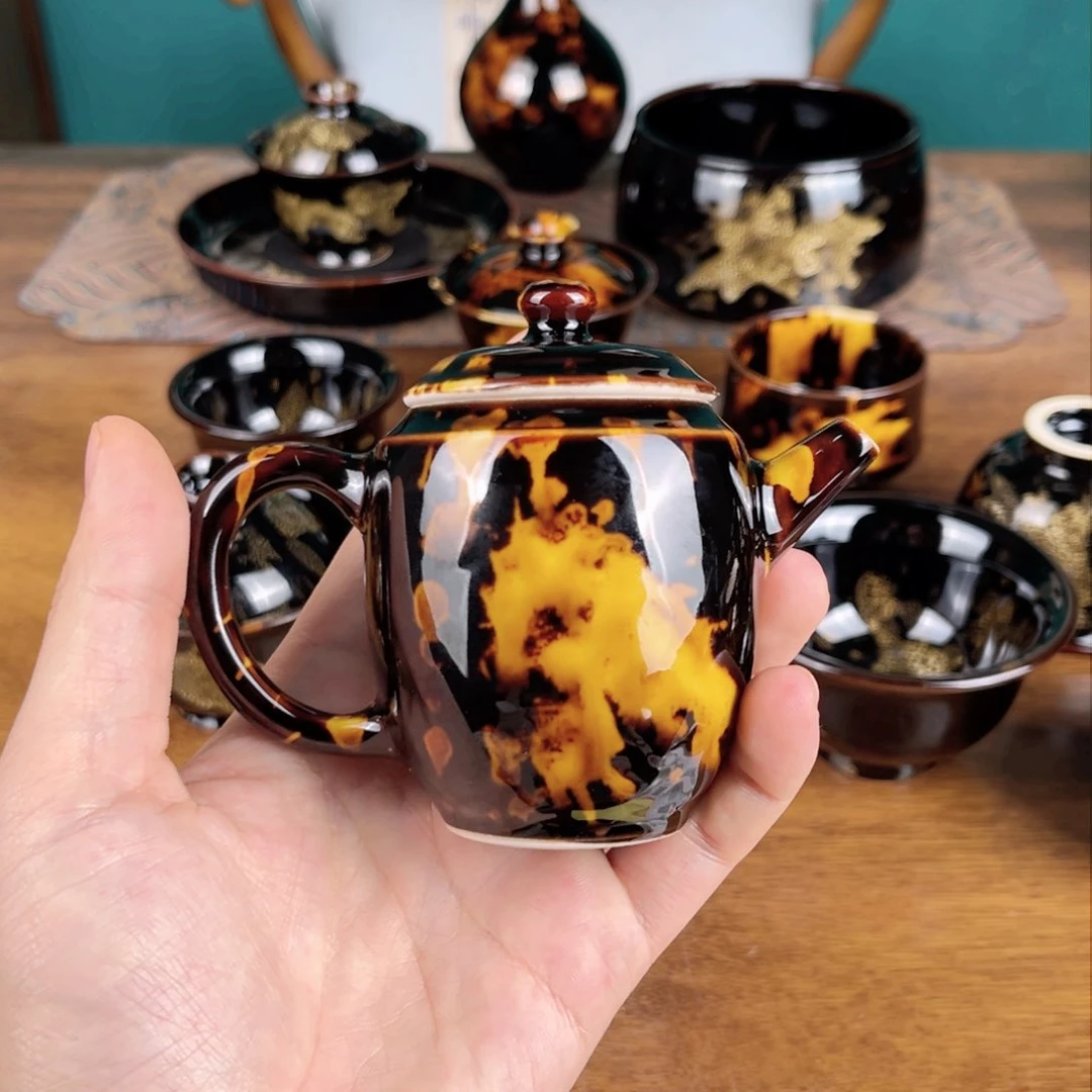 壶用****5玳瑁釉瑕疵壶