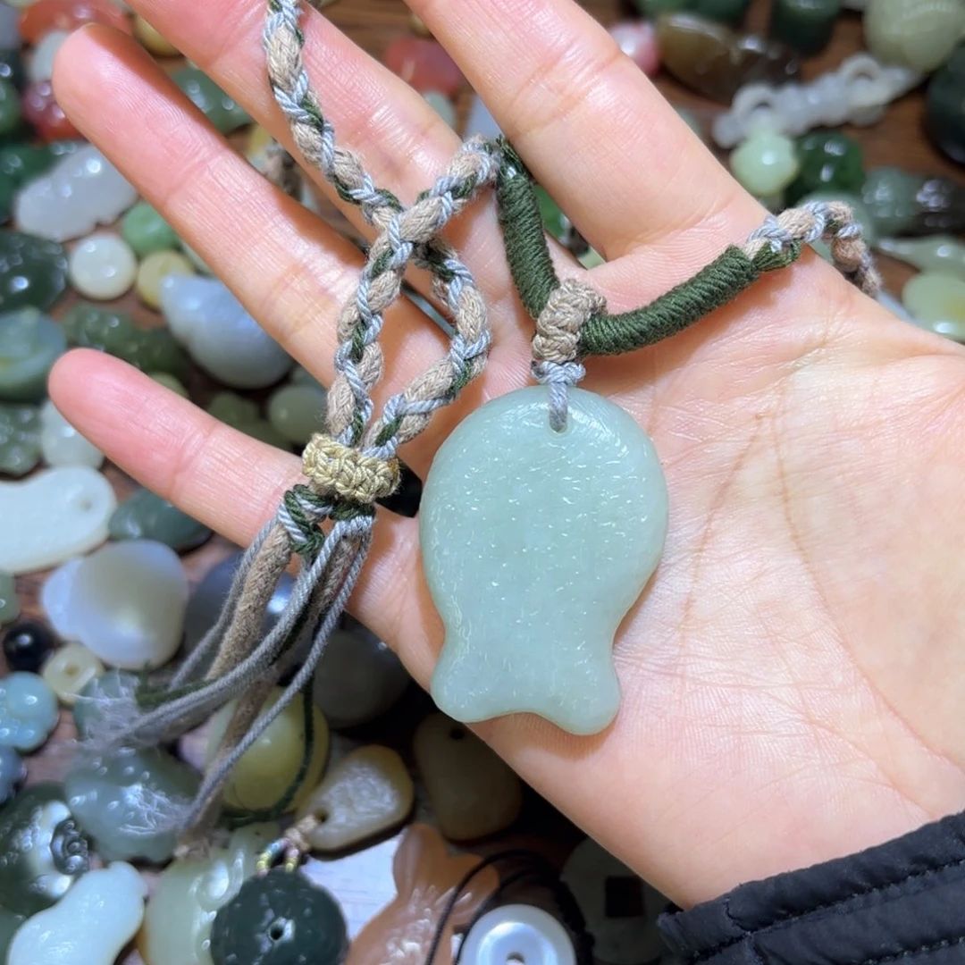 和田玉吊坠(不含链)银S925镀金镶嵌