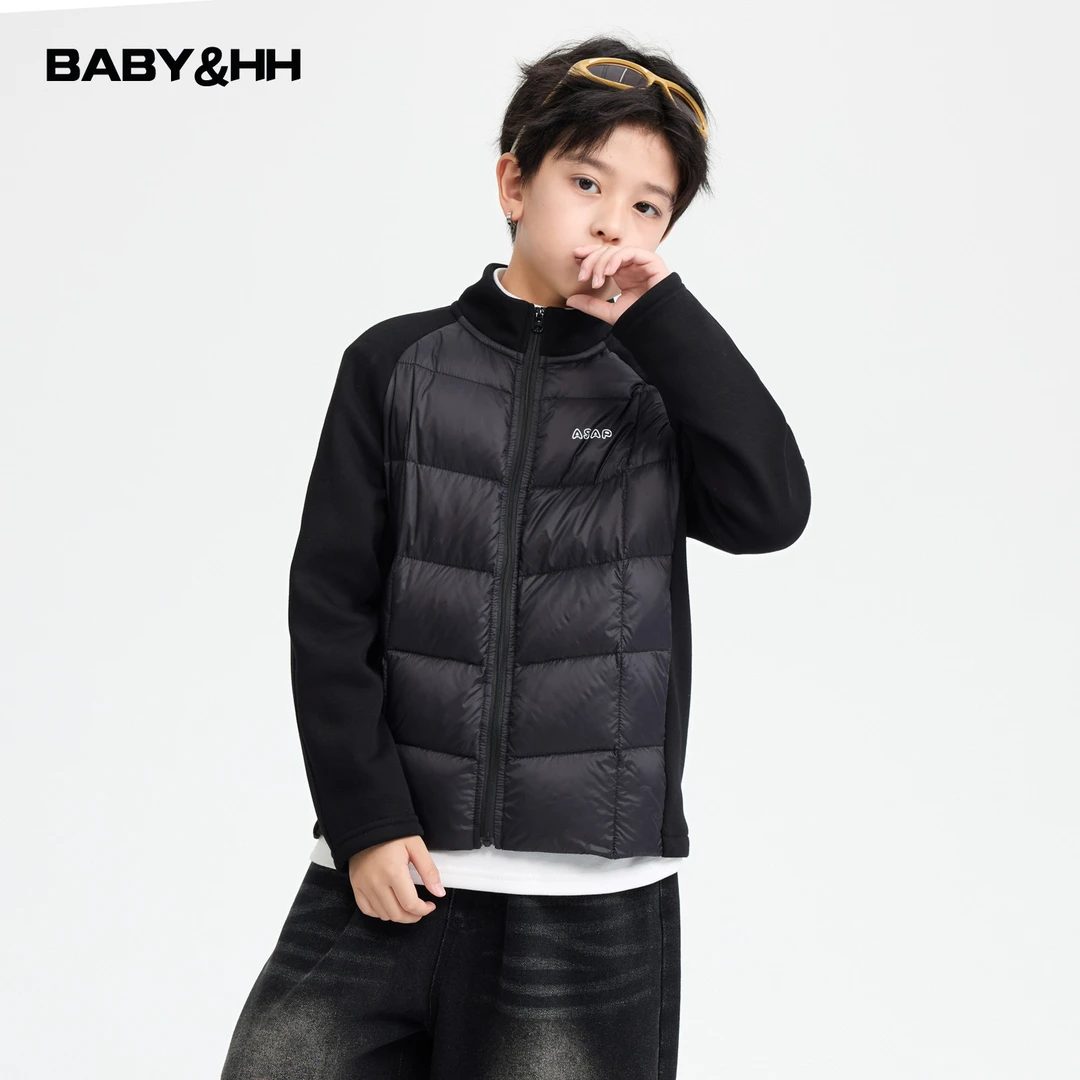 【90安心绒】男童冬装拼接校服神器轻薄羽绒服2025新款保暖外套