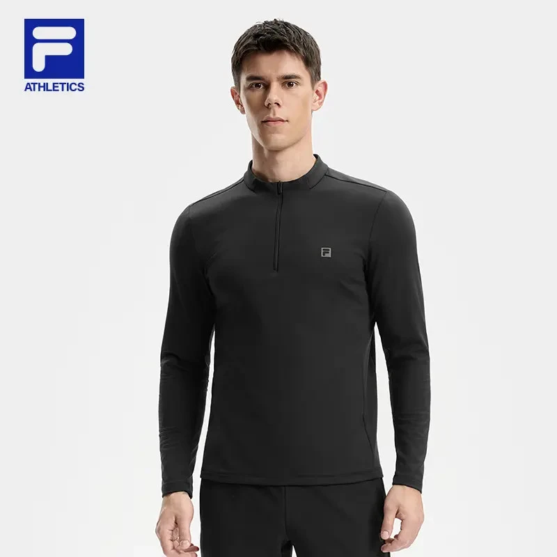 FILA斐乐男士半拉链立领长袖秋冬休闲运动针织T恤A11M541206F