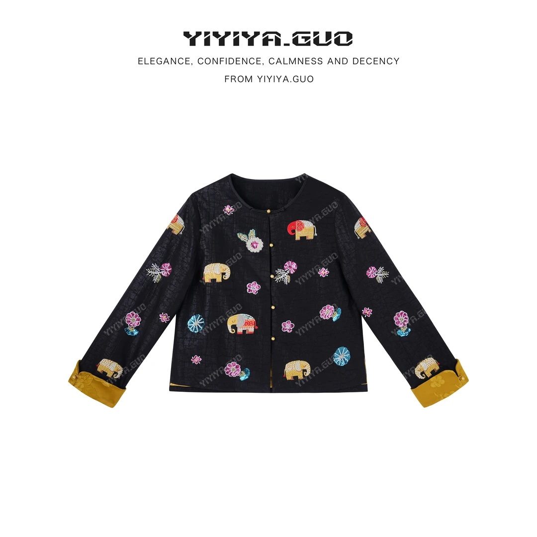 yiyiya.Guo艺艺吖【福象】新中式中国风盘扣圆领上衣080168SS52
