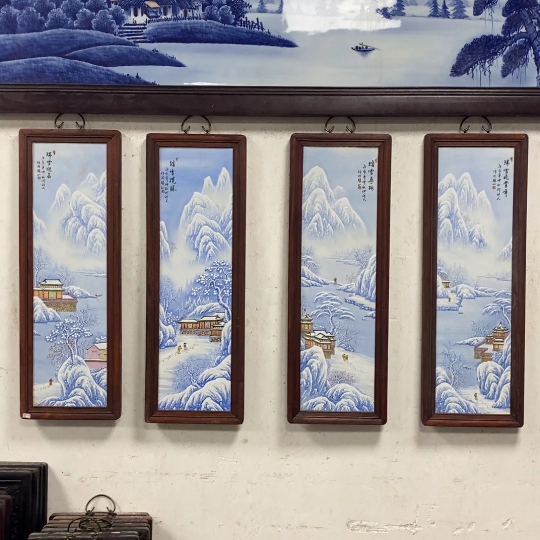 瓷片80*28*4景德镇瓷板画柴窑烧制