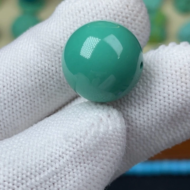 高瓷深绿16mm圆珠全品