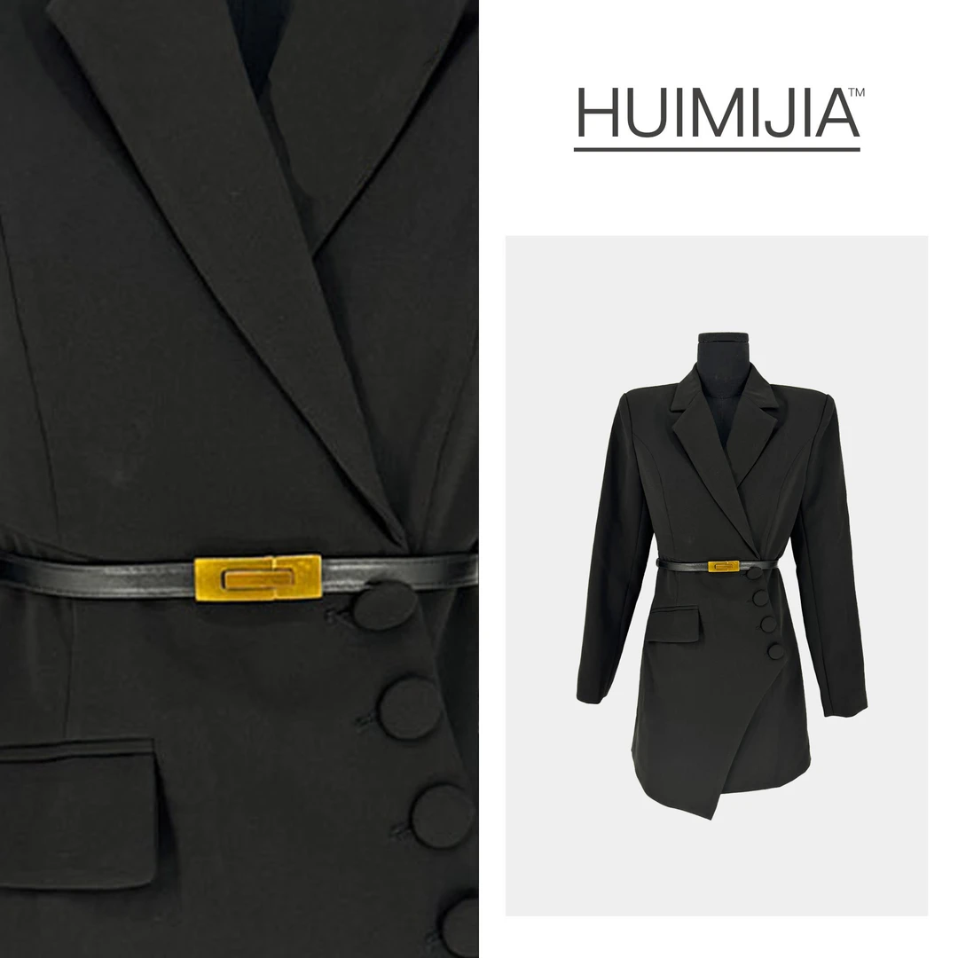 【秋季新款】轻熟收腰不规则高端中长款西装连衣裙【Q25727】