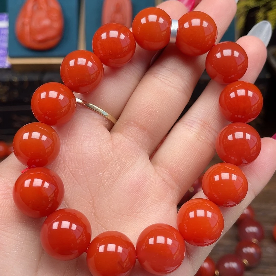 南红玛瑙未镶嵌手串传承级 保山冷水河玉化卡14mm+