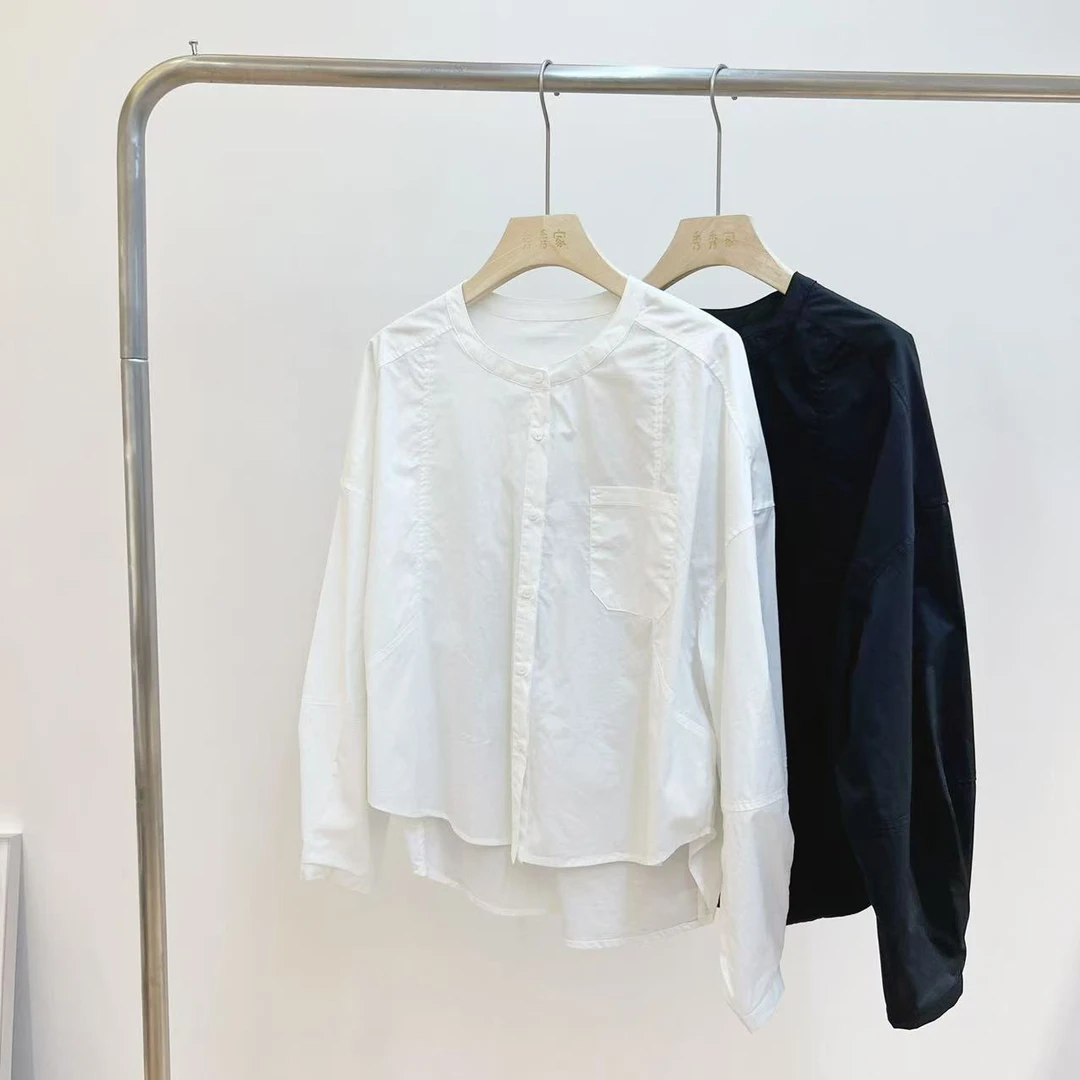 【黑标系列 】高品质圆领弧度设计日系风衬衣小衫外时尚