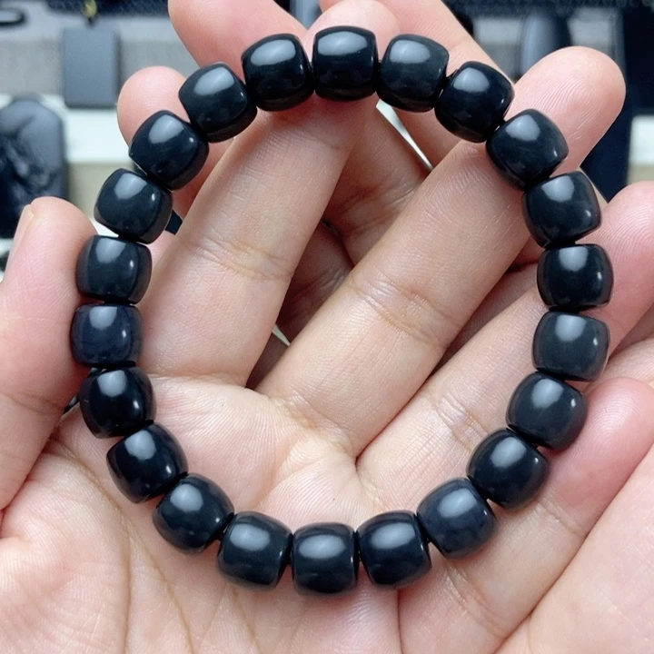 未镶嵌手链和田玉（墨玉）卡10精工直切手串