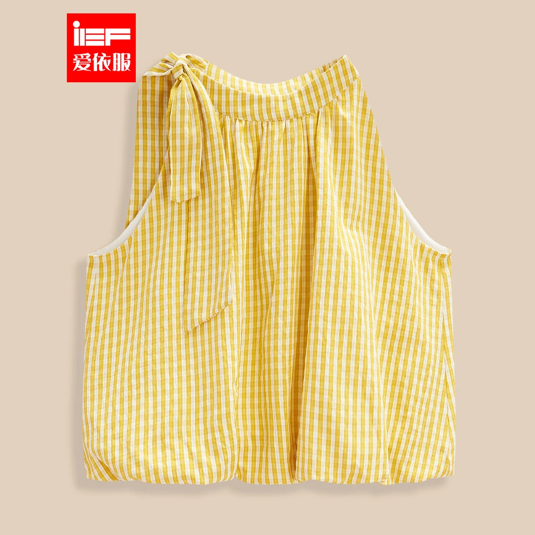 IEF/爱依服2025夏季新款韩版甜美减龄纯欲风格子显瘦设计背心上衣