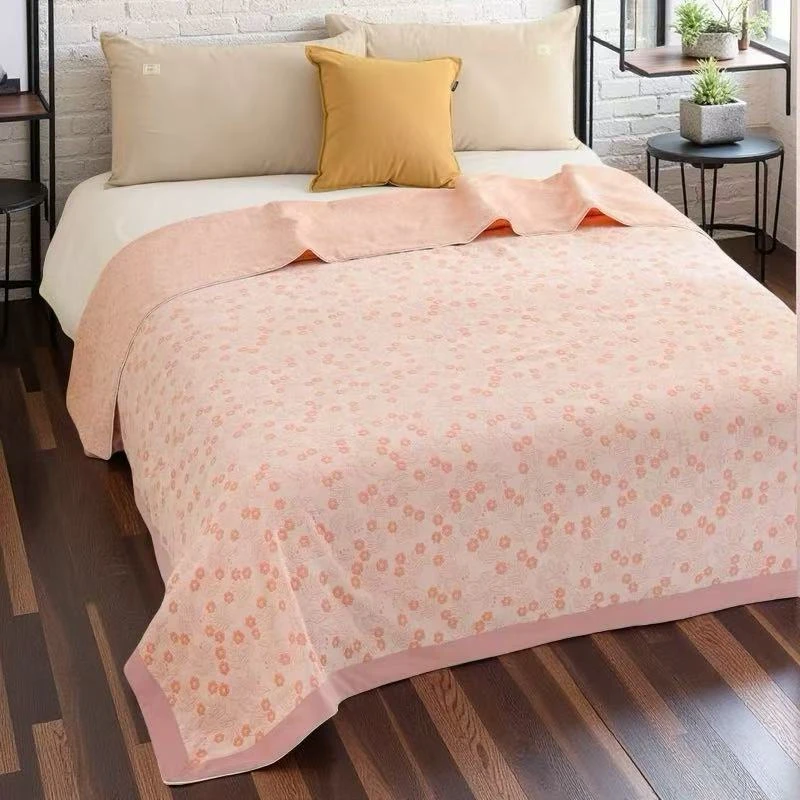 A类天然多功能汉麻纱布盖毯--小花朵粉230*250