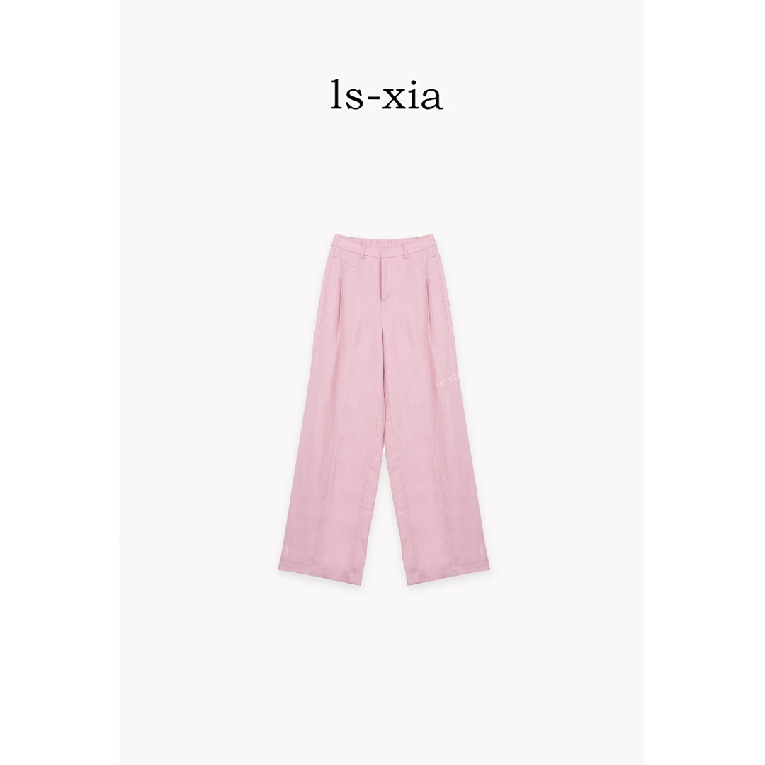 【烟粉漫裁】欧若风莱赛尔亚麻凉感纯色直筒休闲裤显瘦时尚百搭