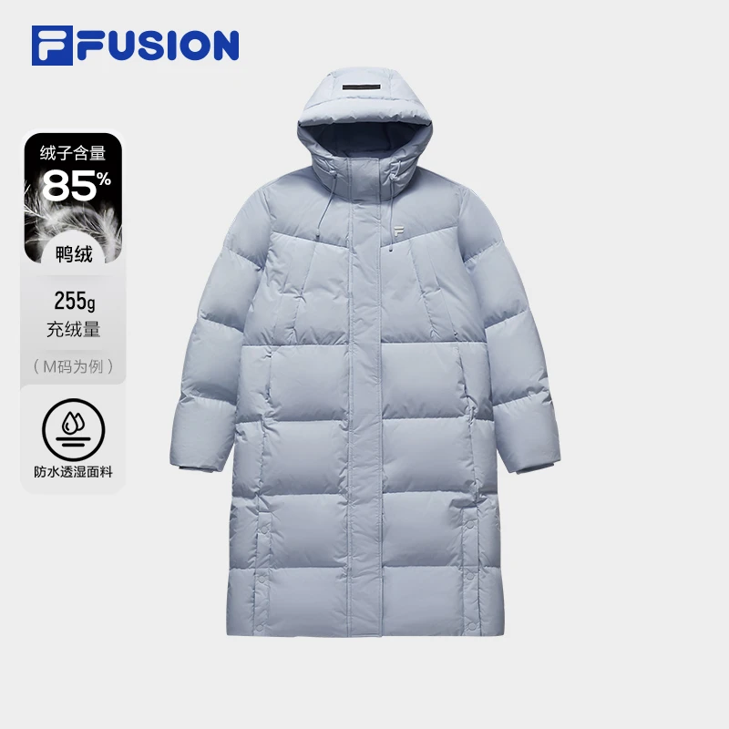 Fila/斐乐85%鸭绒长款羽绒服女款冬季保暖宽松外套休闲防风好羽绒