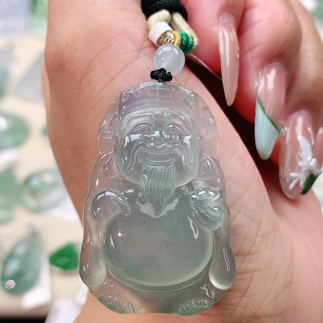 翡翠挂件未镶嵌财神爷