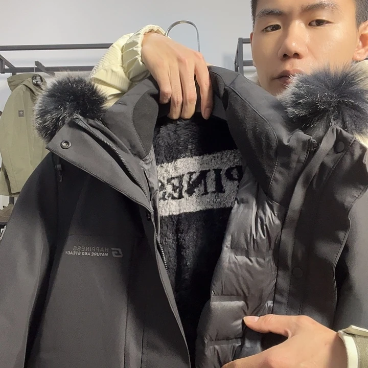 兔大毛领男士鸭175码