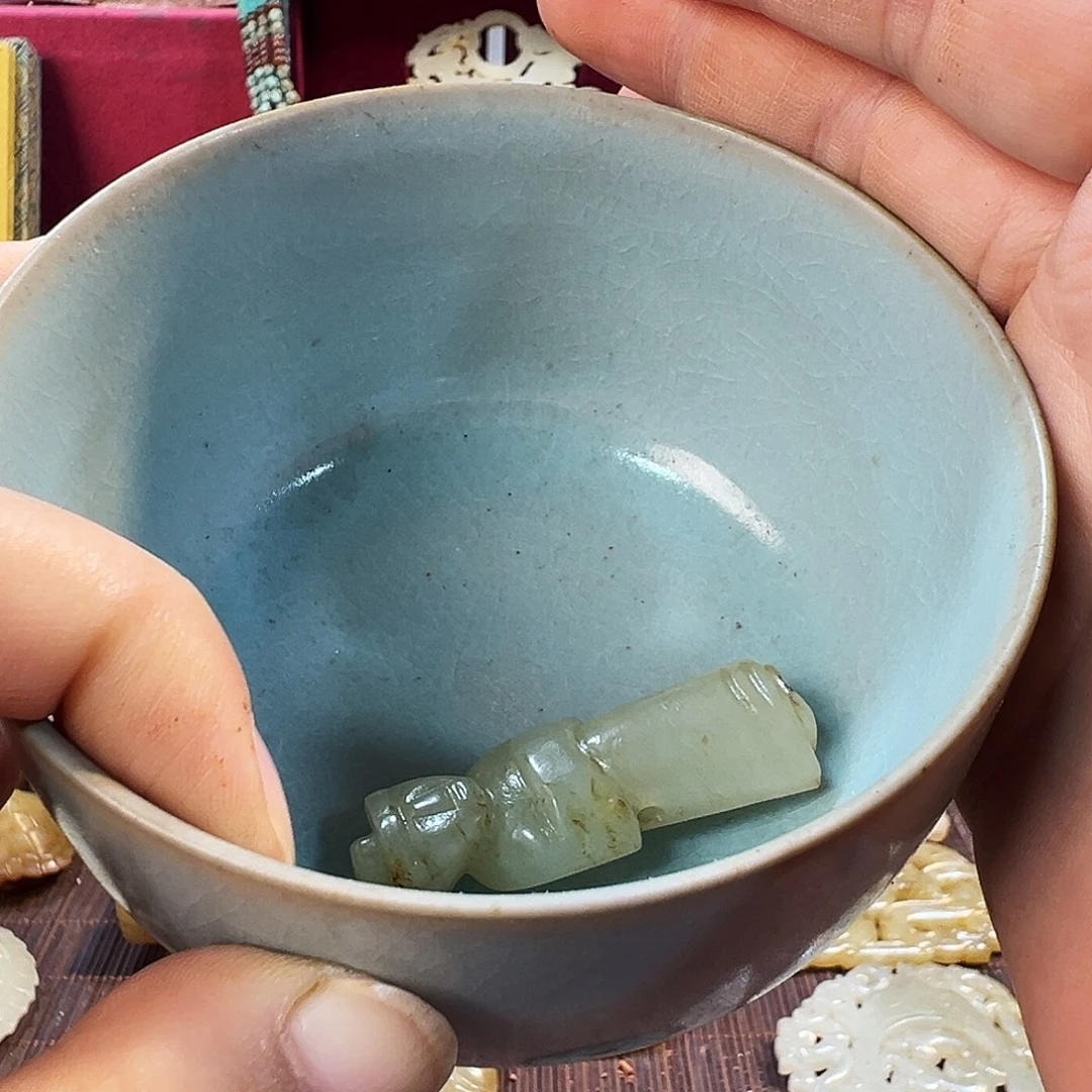 守***真瓷片五大名窑瓷器摆件瓷片