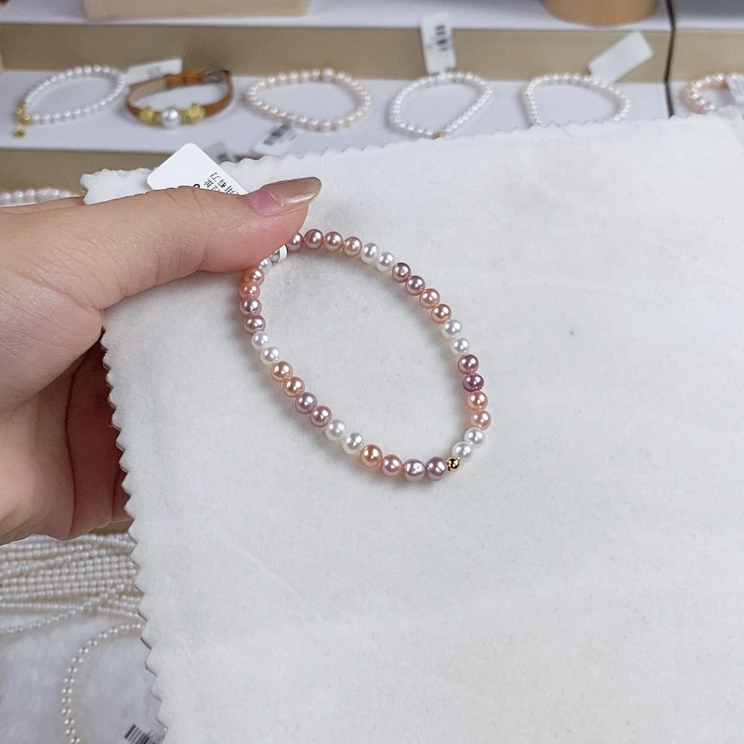 手绳银S925镶嵌淡水珍珠