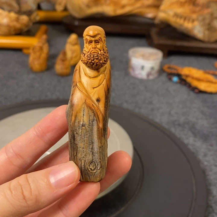 柏木（崖柏）崖柏达摩手把件小摆件