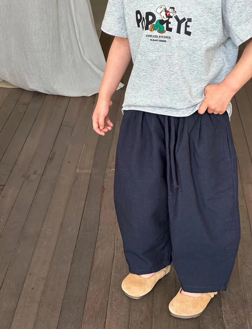 夏款棉麻儿童休闲百搭九分裤