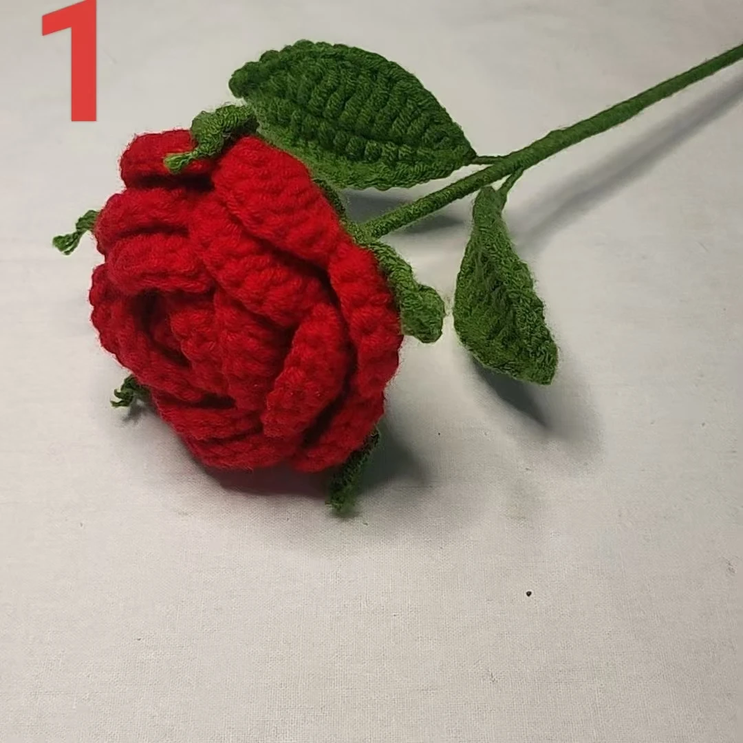 手工编织DIY毛线钩针玫瑰花材料包可勾6朵(送视频教程）
