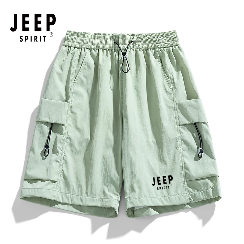 JEEPSPIRIT吉普短裤男士夏季冰丝薄款透气速干五分裤运动裤子2025