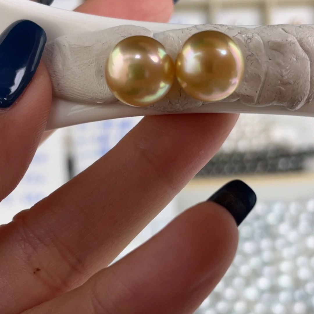 定制海水珍珠未镶嵌裸珠炫彩金珠