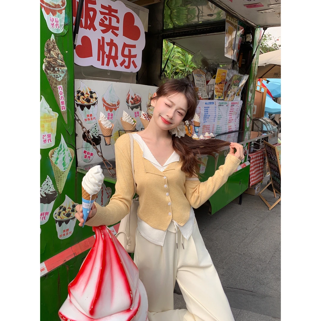 切糕【纤云弄巧】小个子洋气小众休闲装时尚设计感春秋通勤针织衫