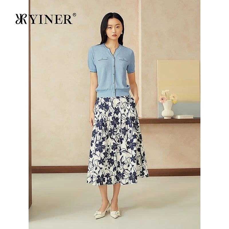 YINER音儿2025夏季新款半身裙碎花气质时尚8C65250006/8C65250001
