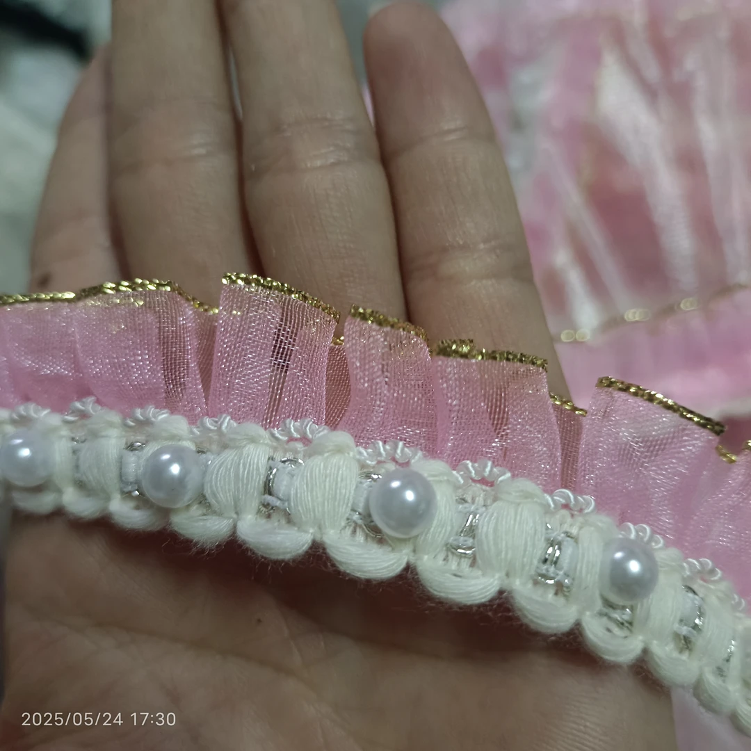 粉色钉珠花边辅料