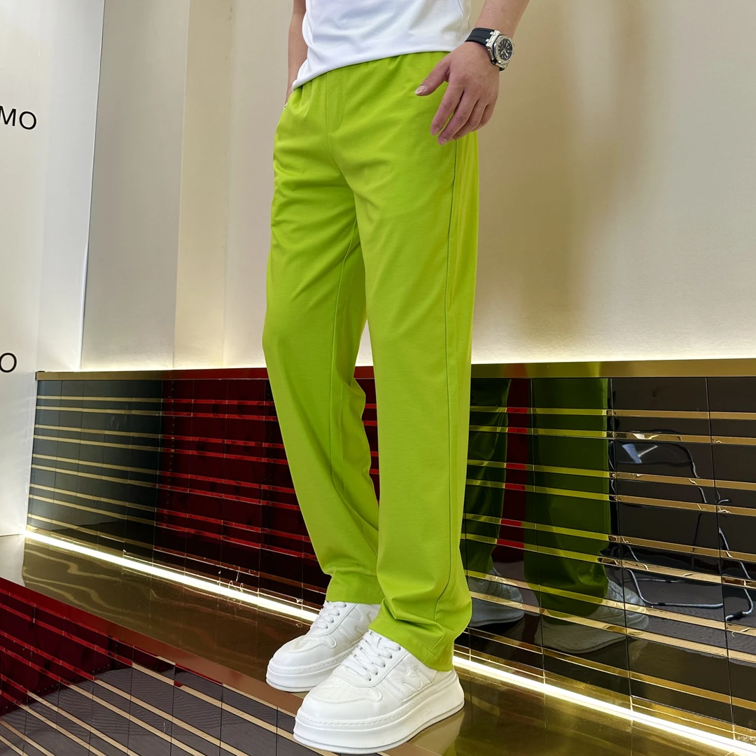 男装夏季纯色潮流轻奢薄款修身丝滑透气舒适垂感休闲直筒裤 588