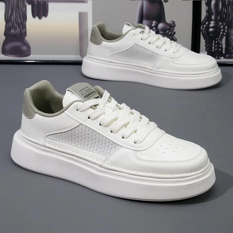 小白鞋男网面透气2025夏季新款厚底增高板鞋时尚百搭运动鞋男鞋子