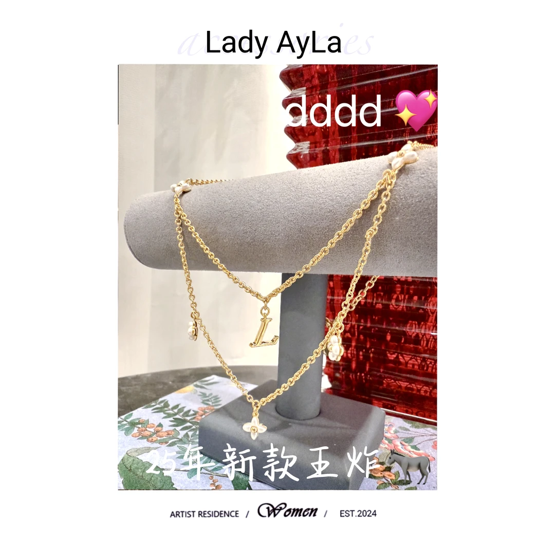 铜合金仿珍珠项链 字母L老花轻奢时尚项链AL588