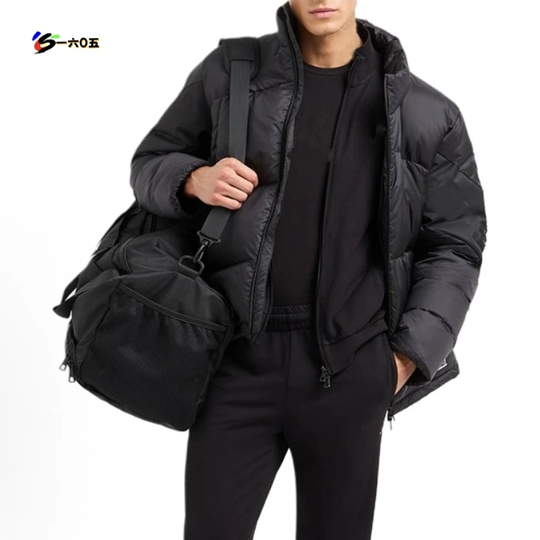 SC26067男士休闲宽松拼接袖高蓬松立领可脱卸帽保暖羽绒服