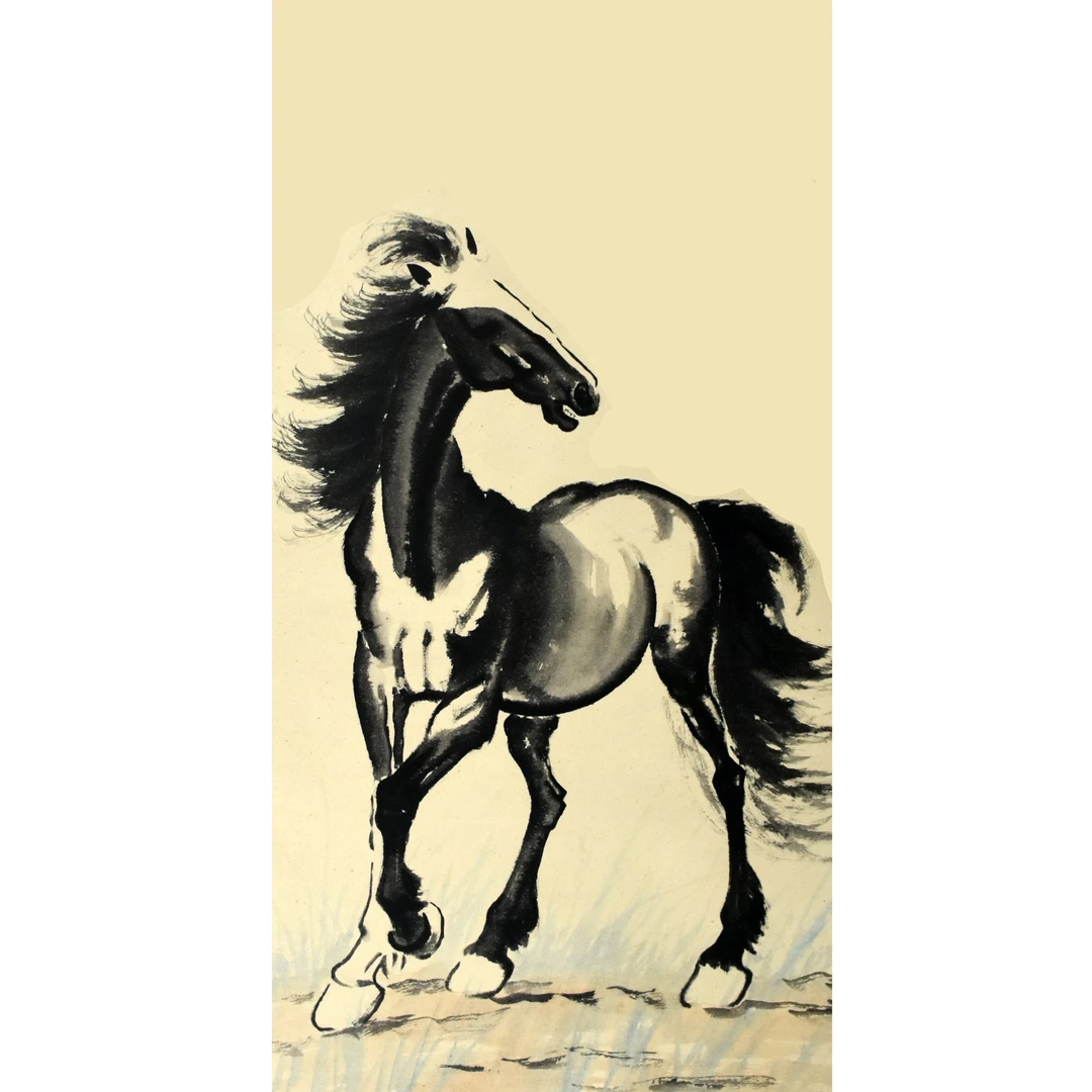 HM9449 骏马图 136×67cm 纸本立轴 8.2平尺
