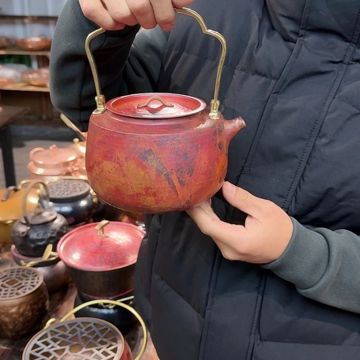阮***丽紫铜手工制作提梁烧水壶