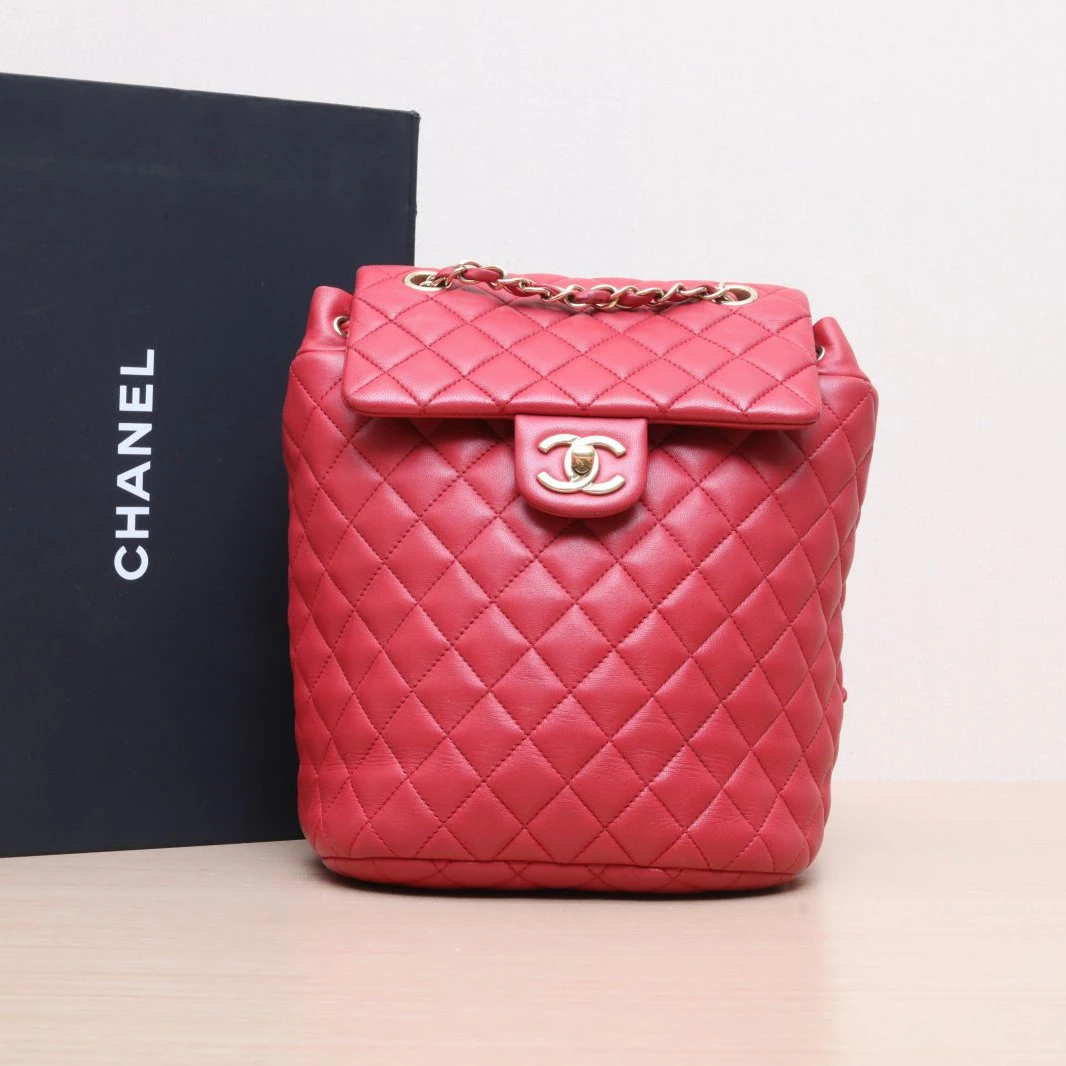 95新 Chanel/香奈儿 小花双双 萨尔茨堡双肩包 中号 红色 23开