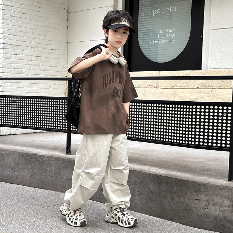 男童夏季薄款休闲短袖套装儿童韩版潮流高街夏装中大童夏款两件套