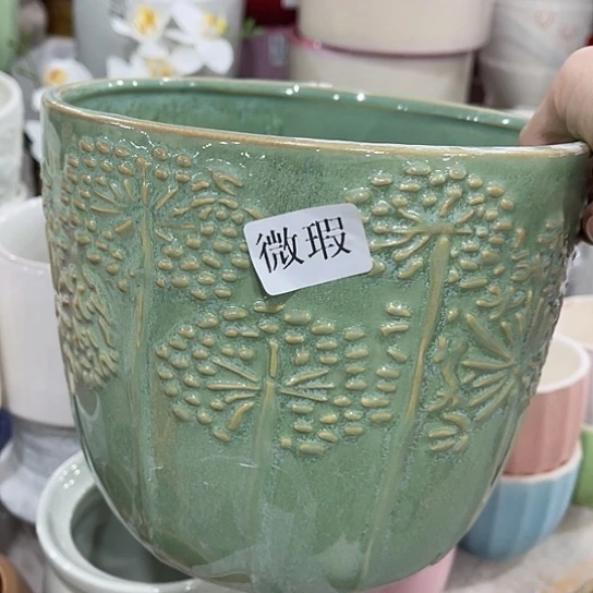 多肉绿植陶瓷花盆9.9包邮，有孔