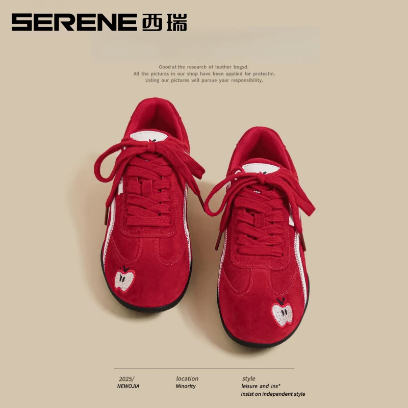 西瑞女鞋软底复古德训鞋女2025秋季新款时尚百搭休闲鞋韩版阿甘鞋