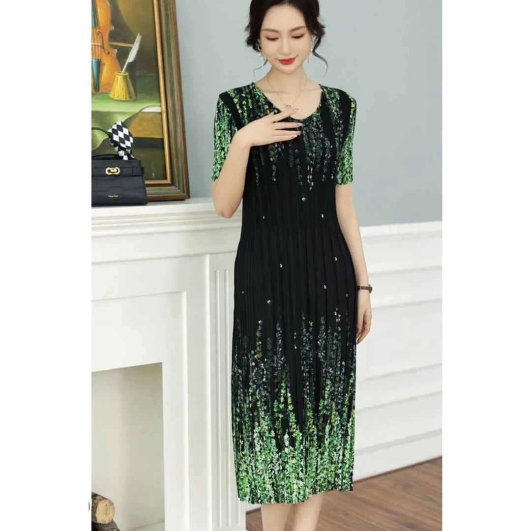 褶皱魔术裙蝴蝶碎花裙子气质洋气