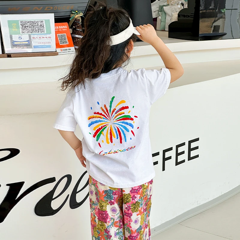 【100%纯棉】中大童短袖t恤2025夏季百搭休闲上衣