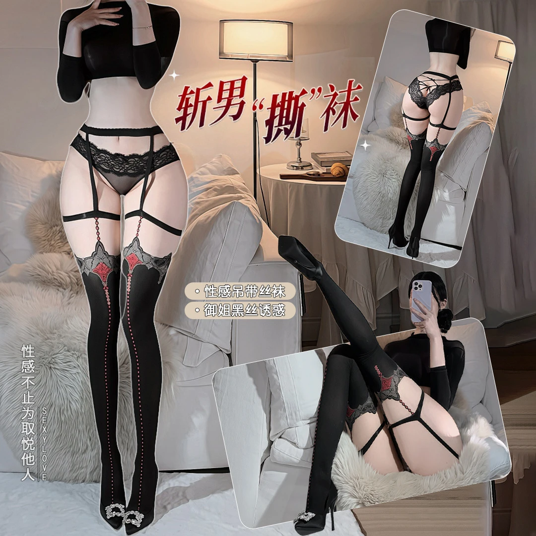 丝袜禁欲纯欲马油黑丝裸感防勾超薄连体性感御姐蕾丝诱惑手撕调情