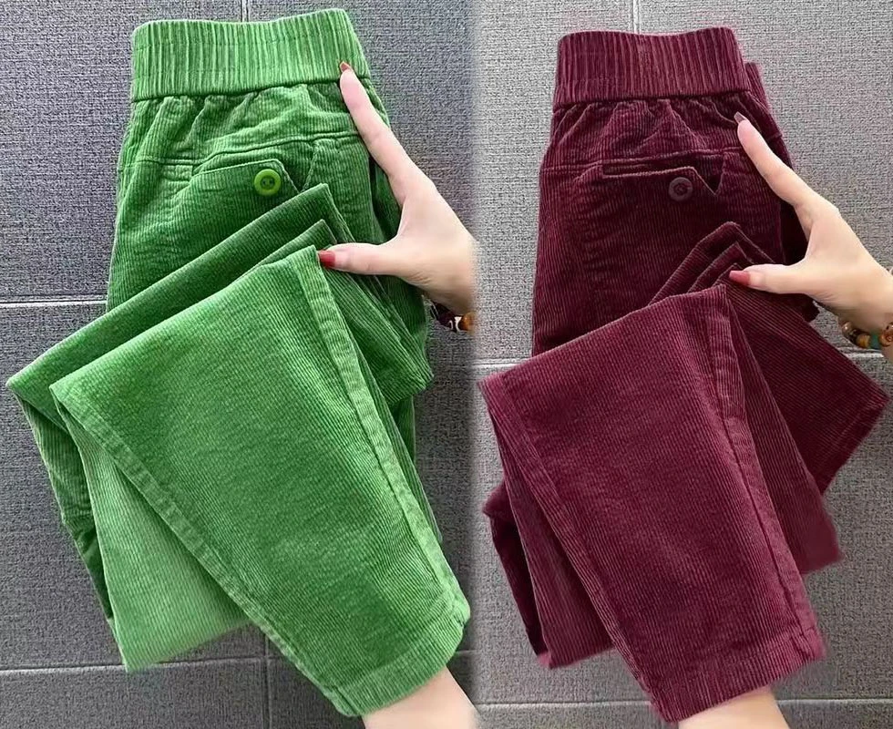百搭洋气条绒灯芯绒秋季厚款哈伦裤女通勤休闲裤韩版爆款显瘦纯色