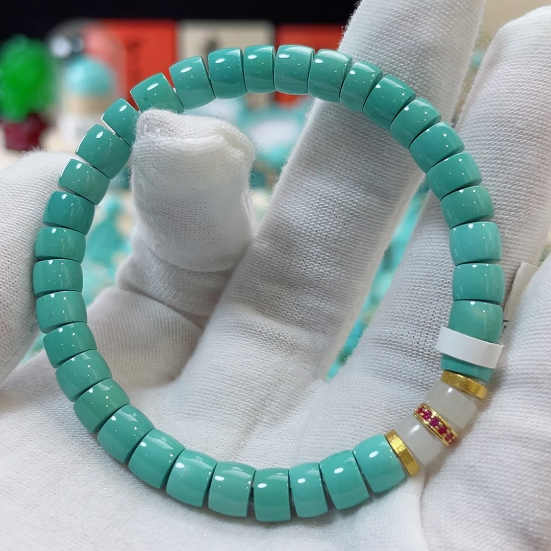 绿松石珠宝奇石未镶嵌尺寸6.5圈口15.8